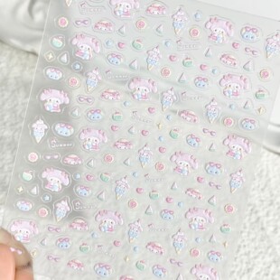 新款三丽鸥melody美乐蒂浮雕美甲贴纸爱心甜品ccd手机壳diy装饰贴
