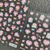 可爱皮安诺Piano小羊浮雕美甲贴纸卡通立体手账水杯ccd指甲装 饰贴