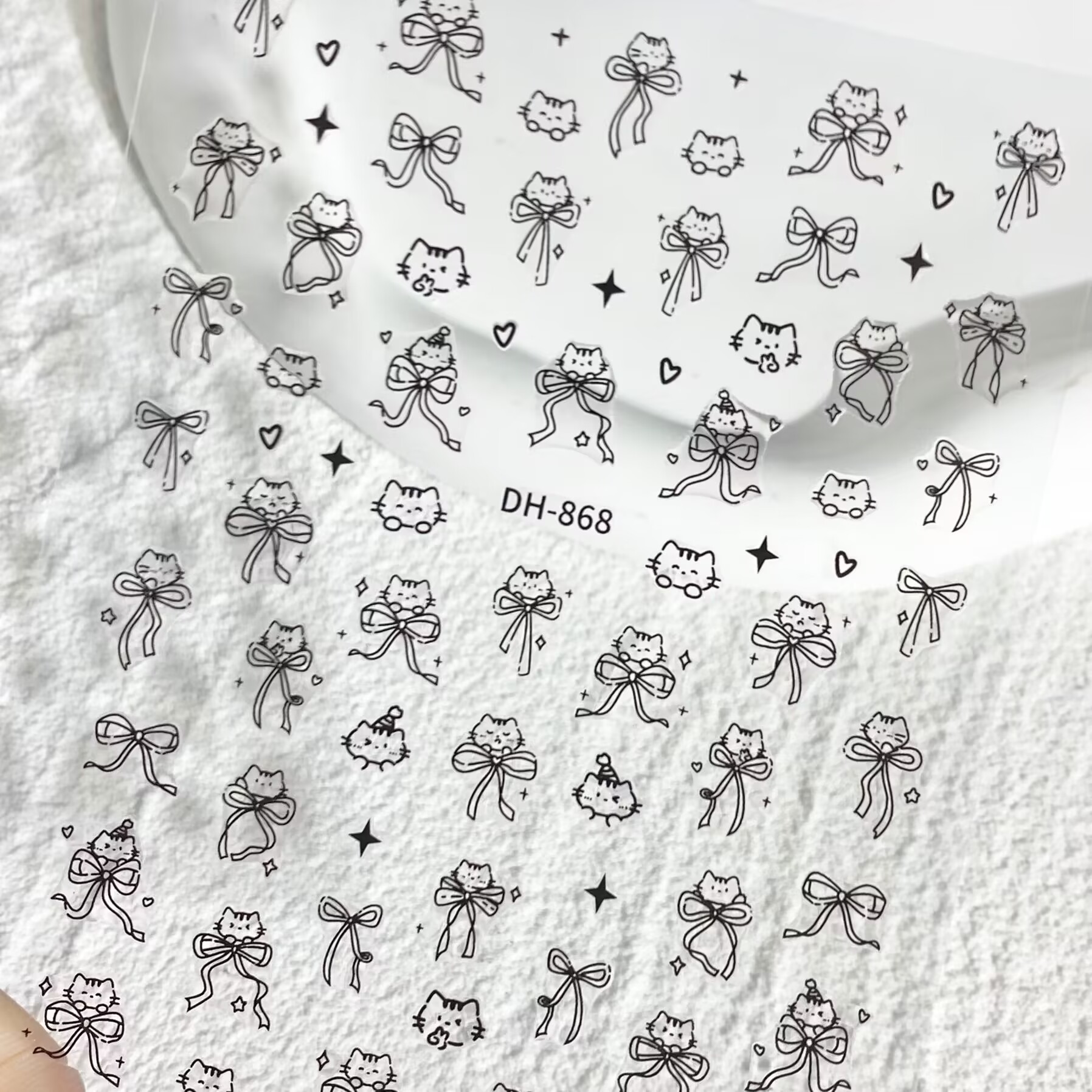 新款可爱猫咪蝴蝶结美甲贴纸