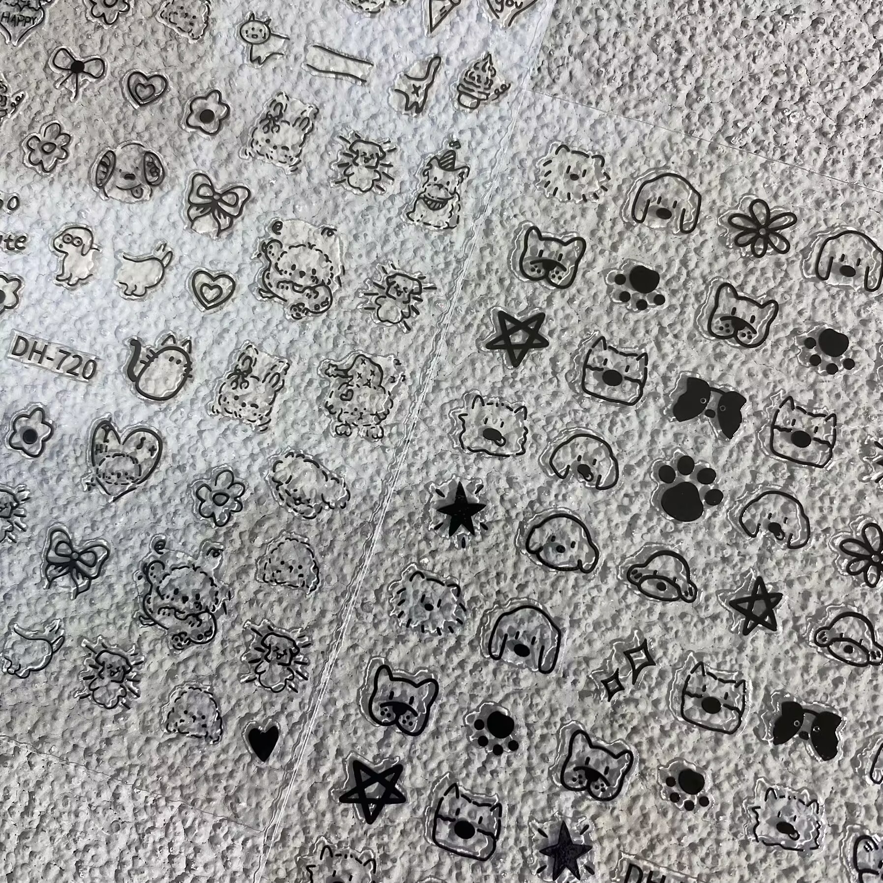 卡通黑色涂鸦小狗小猫咪平面美甲贴纸可爱小动物防水背胶指甲贴,彩妆/香水/美妆工具,美甲工具,淘宝优惠券,粉丝福利购,淘宝优惠卷