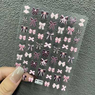 可爱珍珠粉少女心美甲蝴蝶结