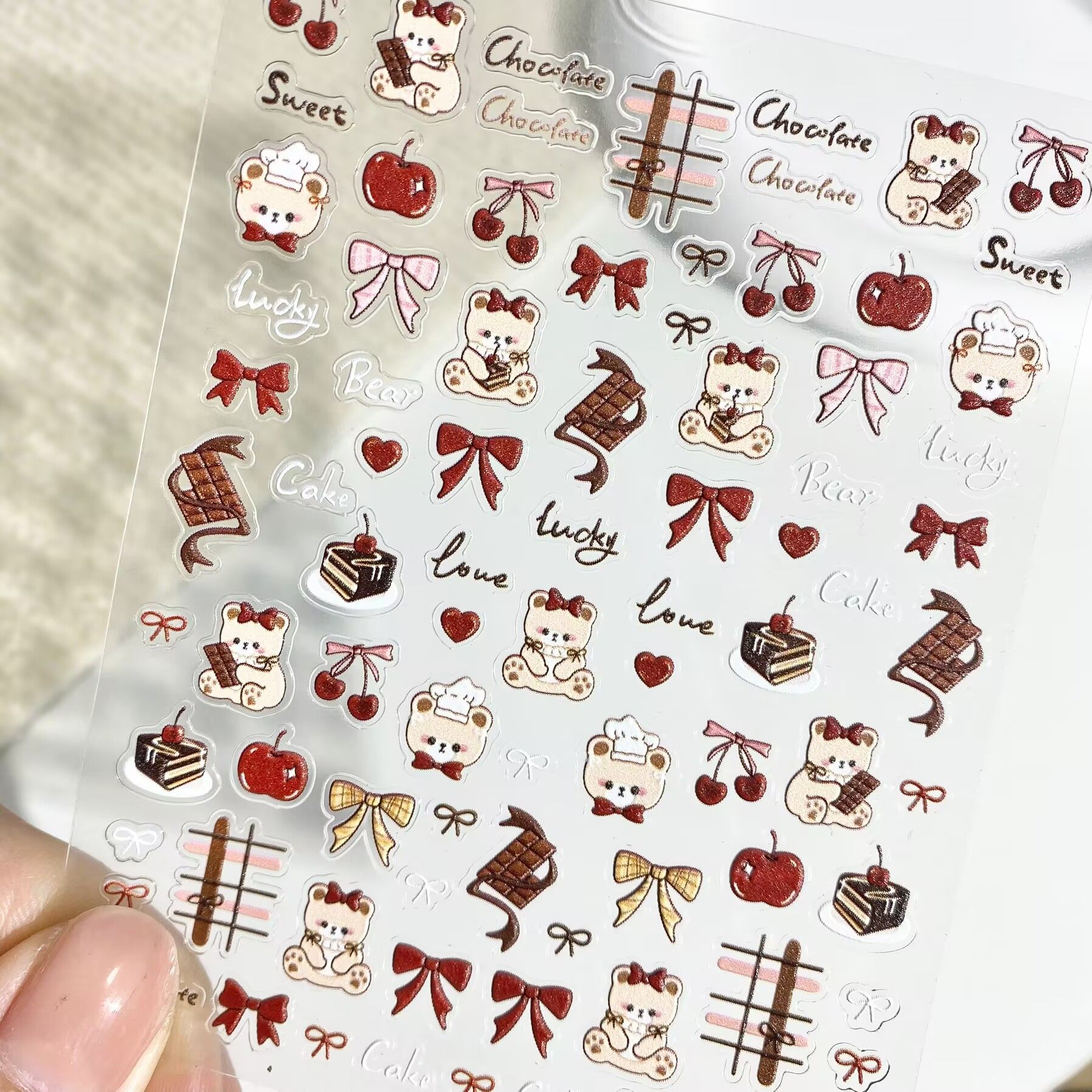 可爱樱桃小熊蝴蝶结蛋糕立体浮雕美甲贴纸水杯ccd手机壳diy指甲贴,彩妆/香水/美妆工具,美甲工具,淘宝优惠券,粉丝福利购,淘宝优惠卷