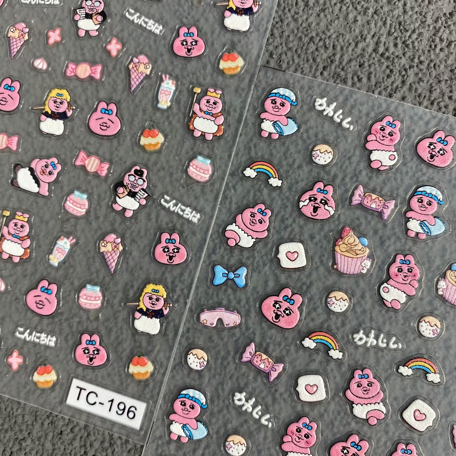 日系opanchu内裤兔浮雕美甲贴纸可爱卡通水杯ccd手机壳diy指甲贴