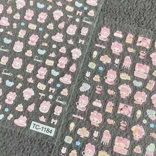 卡通melody美乐蒂浮雕美甲贴纸可爱三丽鸥水杯ccd手机壳diy指甲贴