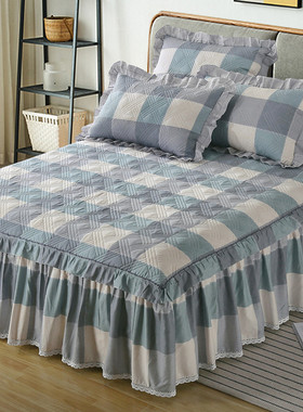 新款床裙床罩套单件纯棉夹棉防滑床单带裙边高档床笠床盖四季通用