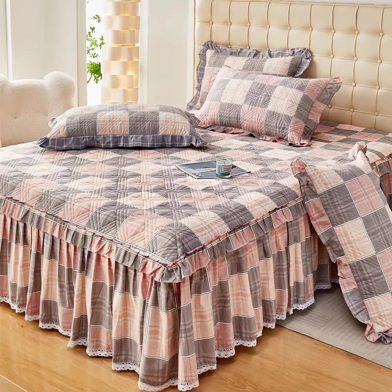 全棉夹棉床裙三件套纯棉床罩单件新款床套罩床单防尘床盖床笠裙式,床上用品,床裙,淘宝优惠券,粉丝福利购,淘宝优惠卷