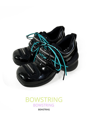 BOWSTRING 原创设计 新品小众系带单鞋女复古亮面厚底百搭小皮鞋