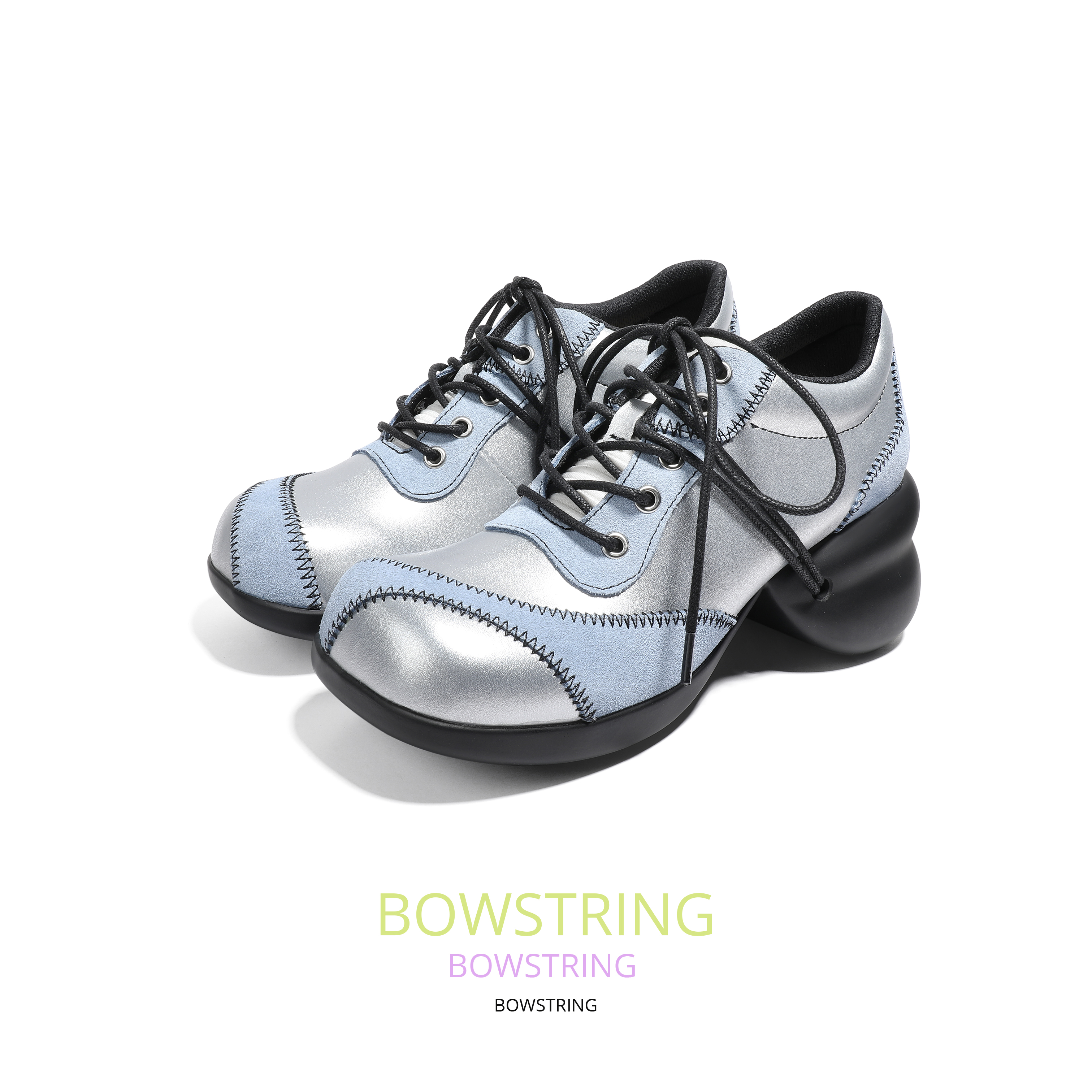 小众设计潮酷风拼接厚底鞋