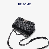 2025新款 BOAT TAIL&CK轻奢小众高级感真皮菱格链条包包女式 斜挎包