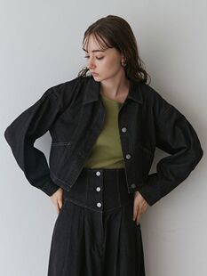 初原家女士牛仔外套女款短款长袖上衣春秋百搭黑色日系小款