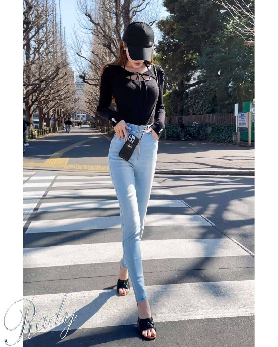 日系女款高弹高腰可爱小脚裤