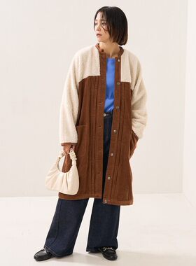 日系宽松版女款拼接长款风衣