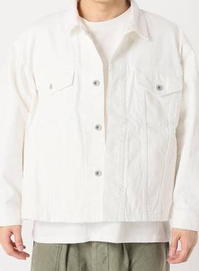 初原男装男士白色牛仔外套宽松版春秋厚实有型男款上衣日系仅三件