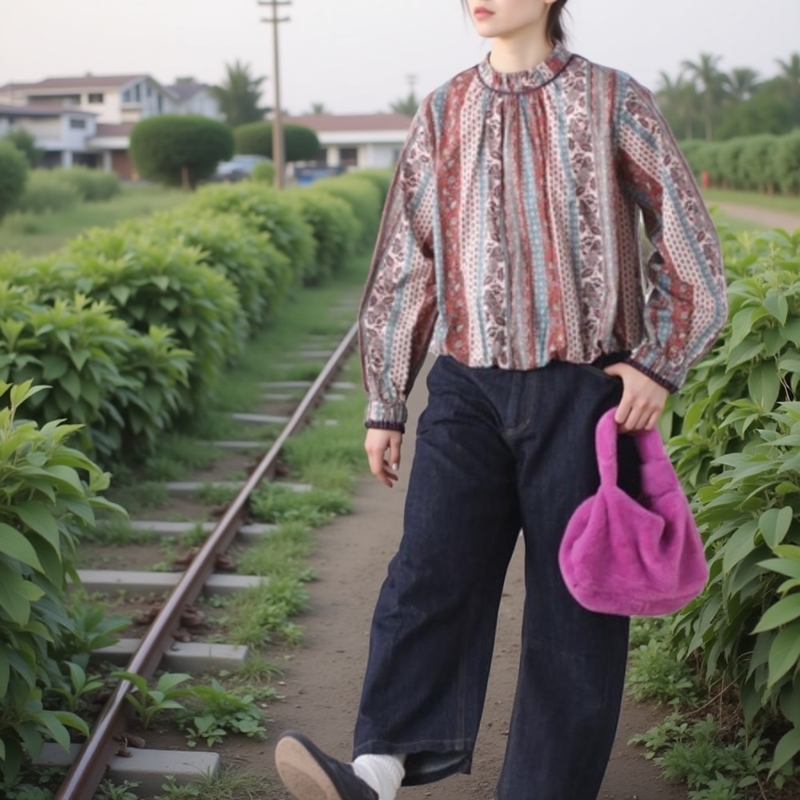 日系女款纯棉香蕉长裤