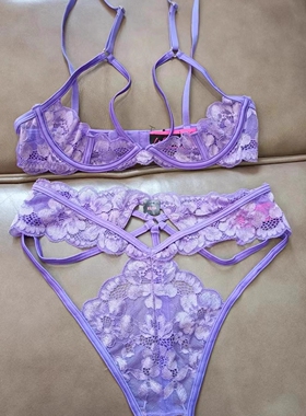 加拿大lasen* 超薄蕾丝性感镂空文胸套装适合下胸围7075808590