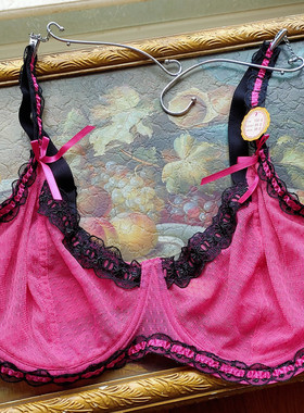 艾塔丽丝欧美新品女士网纱蕾丝边超薄性感文胸75E80F85E