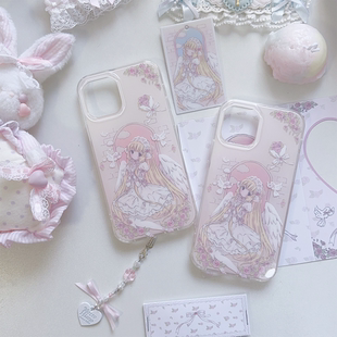 原创设计小叽花嫁系列梦幻imd双层印花珍珠手机壳亮面可爱粉色少女苹果15系列 15 pro 大孔保护壳 适用于苹果