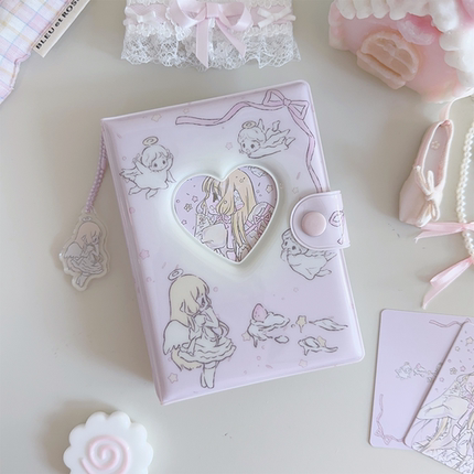 原创设计人形电脑天使心百搭可爱A7活页手账本小叽少女心粉色星星