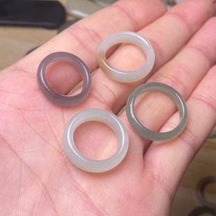 和田玉戒指玉石戒圈白玉糖黄烟紫翠青湖水绿节日礼物玉石情侣戒指