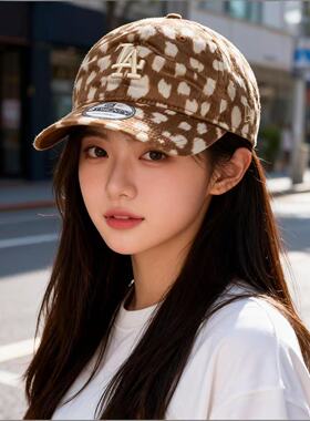 NEWERA棒球帽MLB洛杉矶道奇队动物图案深米色斑点9TWENTY男女帽子