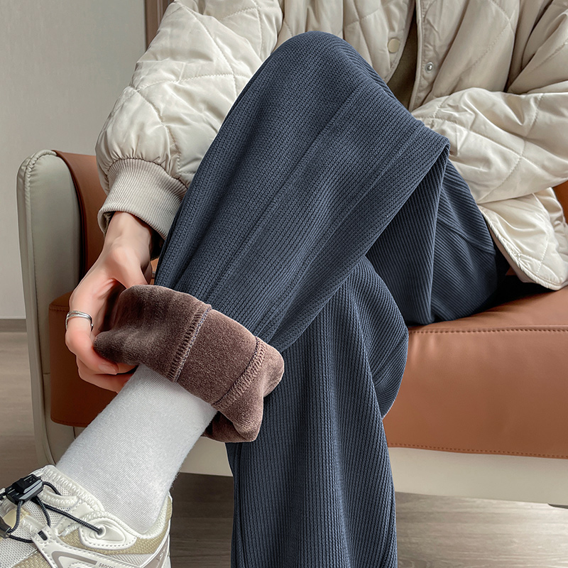 韩版潮运动裤女秋冬胖妹妹mm大码女士卫裤冬季加绒加厚灯芯绒裤子