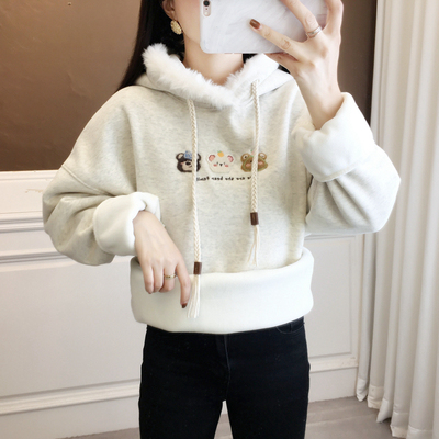 秋季女士加厚加绒连帽卫衣冬装新款2025爆款时尚洋气宽松上衣外套