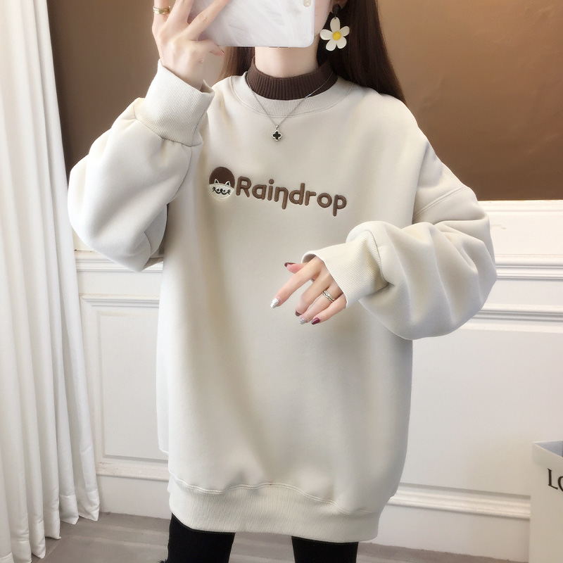 冬天加绒加厚女装2025东北保暖女士一体绒学生半高领卫衣女款保暖