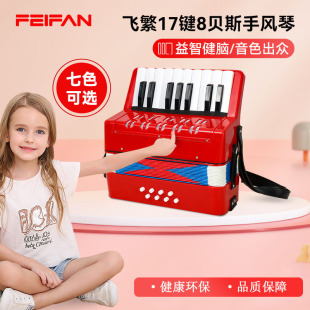 FEIFAN/飞繁17键8贝斯手风琴黑色彩盒款儿童初学生日礼物兴趣培养