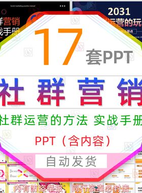 社群营销培训PPT模板互联网搭建社群运营玩法推广宣传实战手册wps