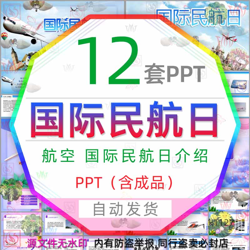 国际民航日介绍PPT模板航空乘机攻略飞机飞行安全乘机指南小趣事