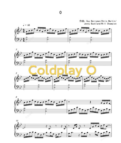 Coldplay-Coldplay O钢琴谱五线谱高清电子版音乐会表演曲目经典