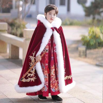 拜年服男童汉服冬季男孩过年服冬款唐装2025新款古装儿童加厚冬装