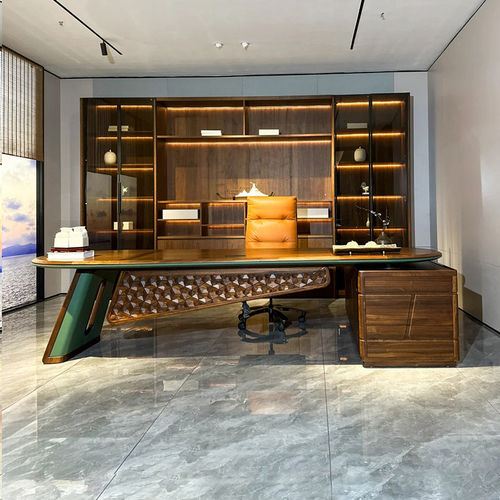 新中式中古风老板桌简约轻奢办公桌大班台总裁创意桌椅办公室家具