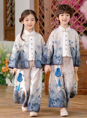 儿童中国风演出服汉服男女童古风唐装新中式开笔礼幼儿园国学班服