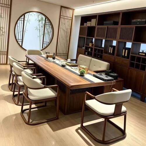 老板办公室大型实木大板茶桌椅组合家用别墅现代简约接待泡茶台