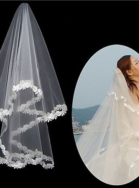 新娘结婚头纱主婚礼双层蓬蓬新款