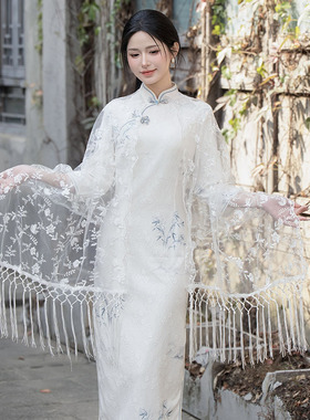 披肩外套旗袍复古蕾丝薄款网纱女
