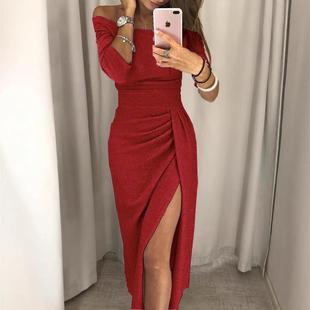 时尚长袖连衣裙女宴会气质轻奢小众高端主持人年会晚礼服演出服裙