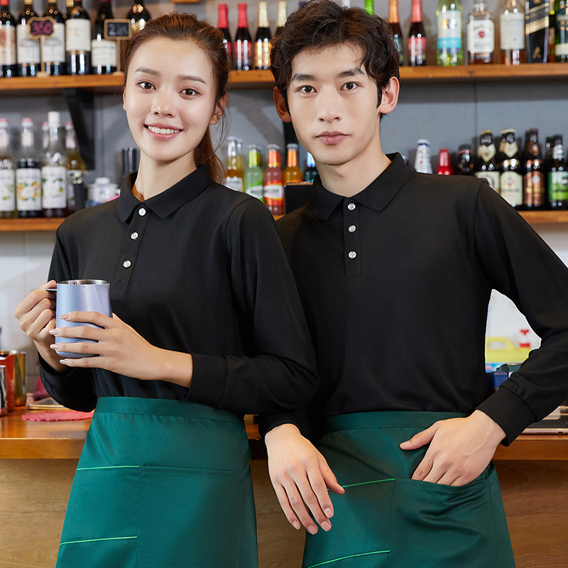 餐厅长袖卫衣T恤套装 火锅店饭店外卖烧烤店餐饮服务员工作服秋冬