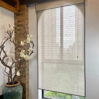 天然亚麻罗马帘日式升降折叠帘茶室竹帘民宿卷帘禅意隔断遮阳定制