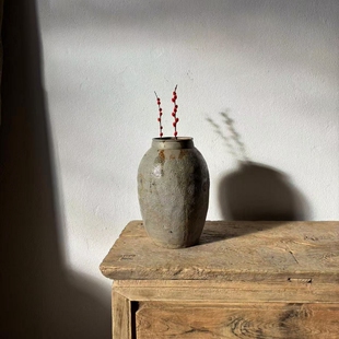 古旧老陶罐花瓶干花枯木插花摆件装饰土陶罐子手工艺品民间4218