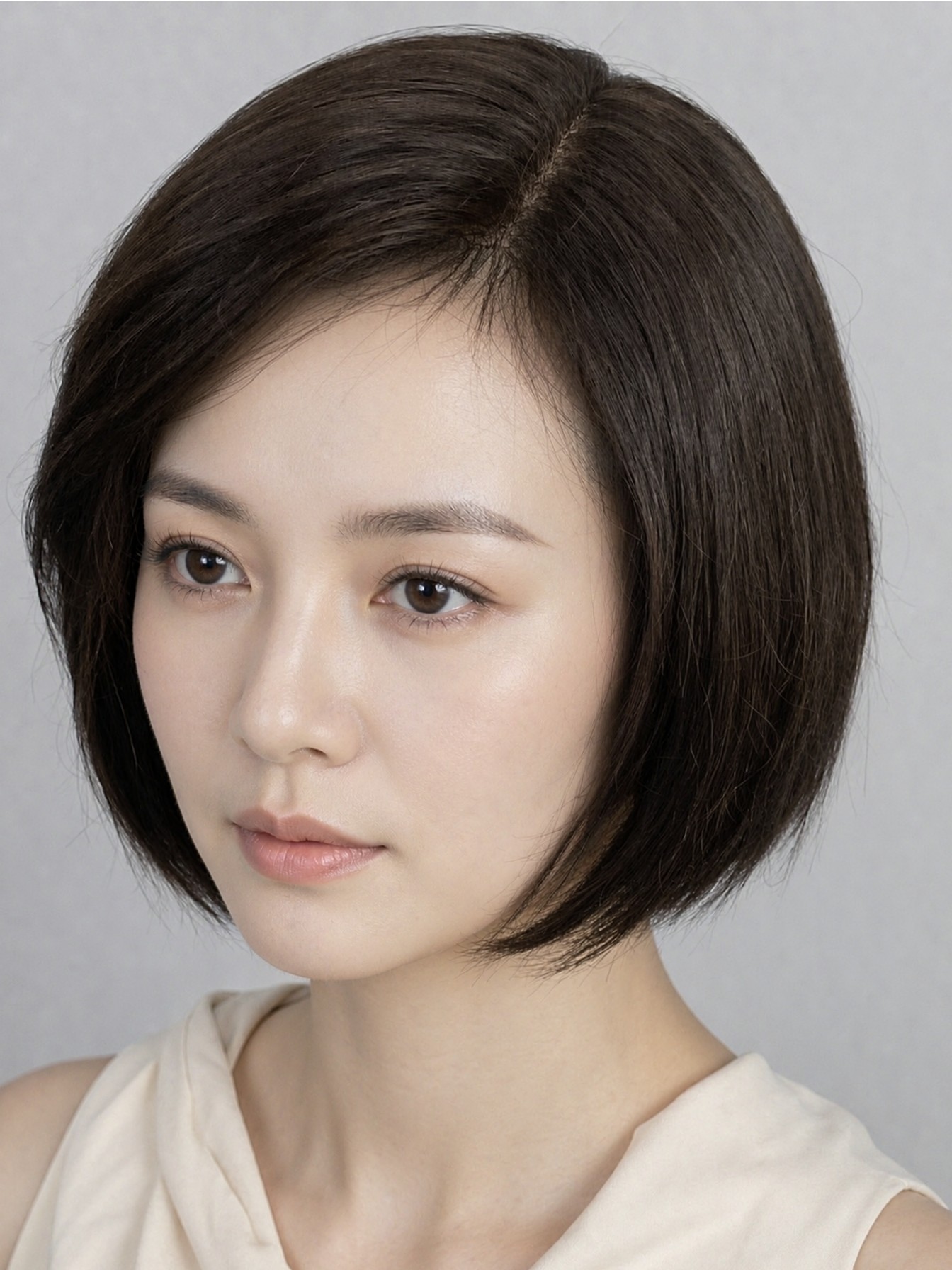 假发女短发手织真人发时尚波波头修脸减龄中分直发日本原单zh7