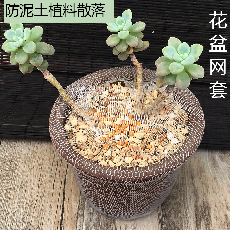 花盆保护罩网套多肉十二卷兰花防植物料散落高弹性花盆防护漏网