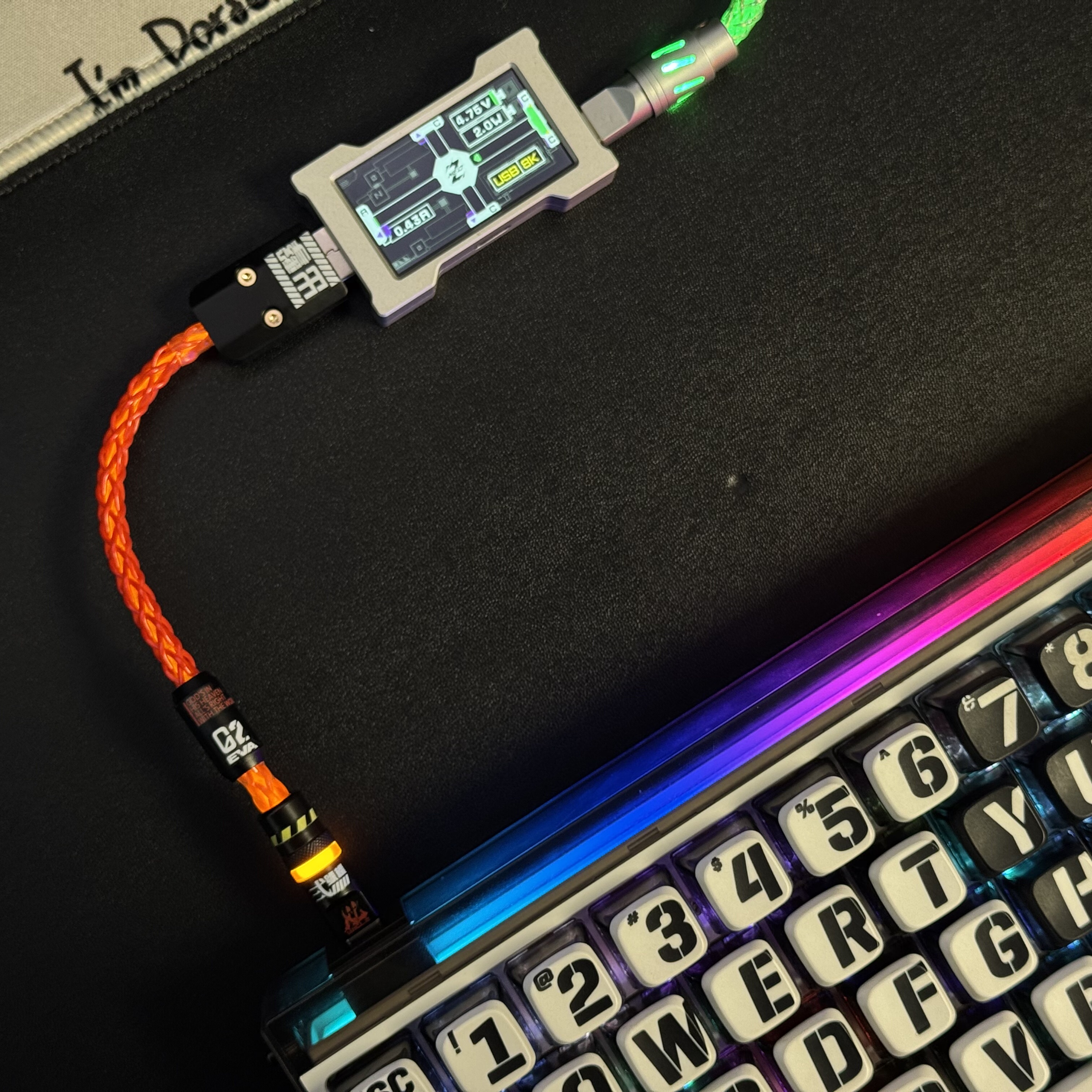 eva二号机配色客制化单晶铜发光短线hub专用8k电竞键盘线可定制