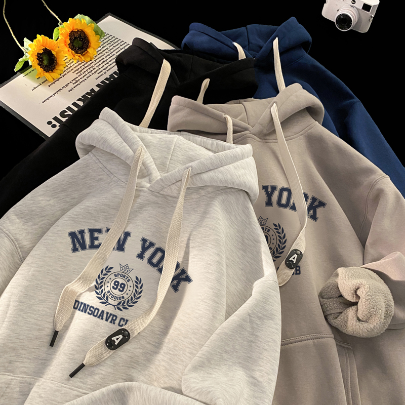 A025-W661-P50加绒602025春装字母连帽卫衣上衣潮牌美式重磅情，男装卫衣，电商A025