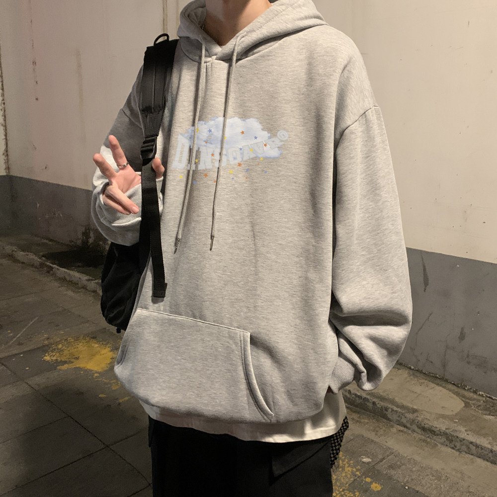 原创款2026春装创意云彩宽松连帽卫衣大码insA025-W165-P50控68,男装卫衣,电商A025