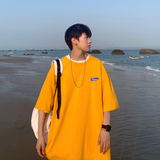 2026夏装新款创意小字母宽松圆领短袖T恤情侣港风A025-T7300-P25，男装T恤，电商A025