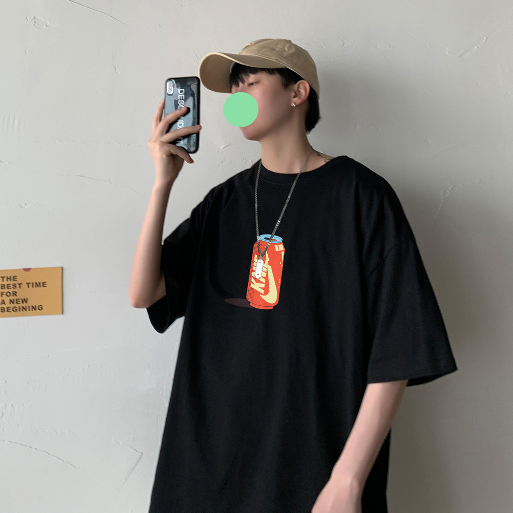 2026夏装新款创意可乐图案宽松圆领大码短袖T恤潮A025-T7178-P20,男装T恤,电商A025