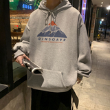 2026秋冬新款创意雪山字母连帽加绒卫衣大码A025-W155-P50控68，男装卫衣，电商A025