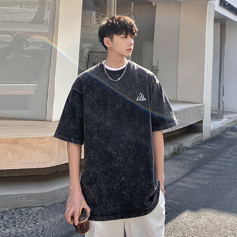 2025夏美式hiphop高街水洗做旧宽松短袖t恤 A025-S1001-P38 控58图片